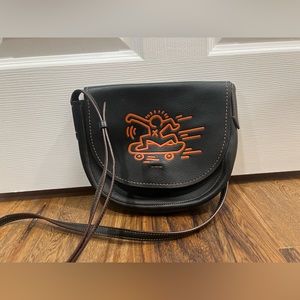 COACH x KEITH HARING Hudson Crossbody Leather Handbag BLACK SKATEBOARD